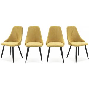 HOMIFAB Lot de 4 chaises en tissu jaune - Soan