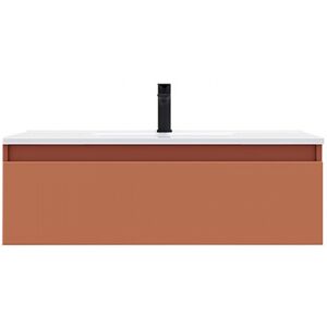 HOMIFAB Meuble de salle de bain suspendu vasque intégrée 90cm 1 tiroir Terracotta - Hudson