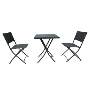 Toscohome Ensemble table et chaises pliantes en rotin noir - WRB015