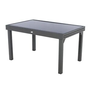 HESPERIDE Table extensible rectangulaire en verre Piazza 6/10 places Gris anthracite - Publicité