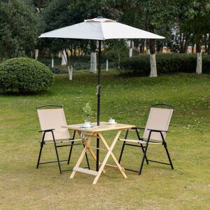 OUTSUNNY Table de jardin camping pliable plateau à lattes dim. 70L x 70l x 70H cm espace parasol bois sapin pré-huilé - Publicité