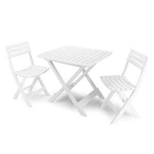 DMORA Ensemble d'extérieur composé de : 2 chaises et 1 table, Made in Italy, couleur blanche - Publicité