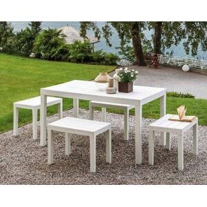 DMORA Table d'extérieur Vasto, Table à manger rectangulaire, Table de jardin polyvalente pour l'intérieur et l'extérieur, 100% Made in Italy, 138x78h72 cm, Blanc - Publicité