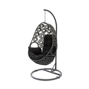 DCB GARDEN Balancelle de jardin en résine gris anthracite avec coussin noir - SAMOA - Publicité