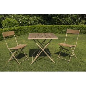 CHALET & JARDIN Set robinier ceruse ensemble bistro - 1 table + 2 chaises