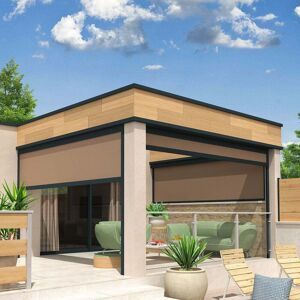 INTERSUN Coffre à coulisses pour pergola LOLITE 2,50x2,50 M (Motorisé à Télécommande - Gris Anthracite - Taupe) - Publicité