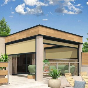 INTERSUN Coffre à coulisses pour pergola LOLITE 2,50x2,50 M (Motorisé à Télécommande - Gris Anthracite - écru) - Publicité