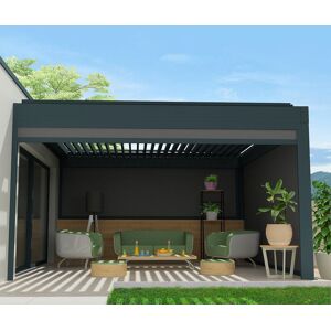 INTERSUN Coffre à coulisses pour pergola SPINELLE 4,00x2,50 M (Motorisé à Télécommande - Gris Anthracite - Gris Graphite) - Publicité