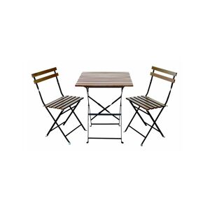 Kit mobilier de jardin Table+ 2 chaises pilante KZ GARDEN Bois et acier Jardin Terrasse - Publicité