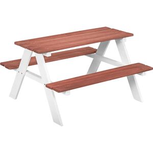 OUTSUNNY Table de pique nique enfant 2 bancs assises plateau a lattes bois sapin blanc brique