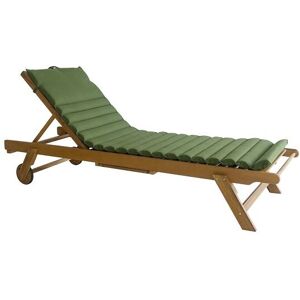 BEAU RIVAGE Bain de soleil MOLA en bois d'acacia FSC avec matelas ondulo vert