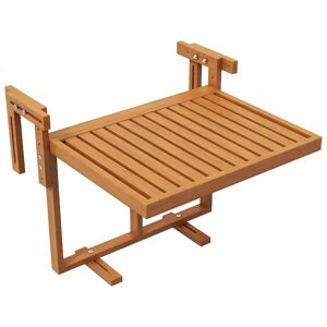 OUTSUNNY Table de balcon suspendue hauteur réglable dim. 68L x 65l x 40.5 -55H cm bois de sapin verni coloris teck - Publicité