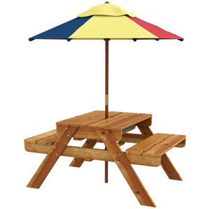 OUTSUNNY Ensemble table de pique-nique enfant 4 places avec parasol et 2 bacs