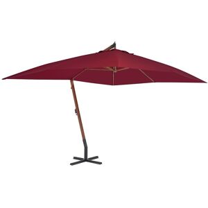 HELLOSHOP26 Parasol meuble de jardin en porte-a-faux avec mat en bois 400 x 300 cm bordeaux 02_0008621