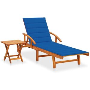 HELLOSHOP26 Transat chaise longue bain de soleil lit de jardin terrasse meuble d'extérieur avec table et coussin bois d'acacia 02_0012630 - Publicité