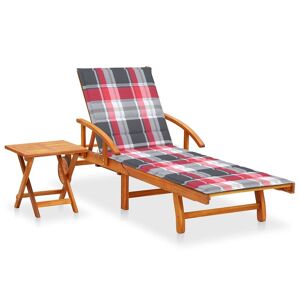HELLOSHOP26 Transat chaise longue bain de soleil lit de jardin terrasse meuble d'extérieur avec table et coussin bois d'acacia 02_0012610 - Publicité