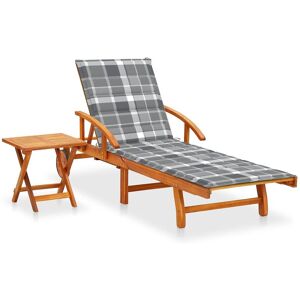 HELLOSHOP26 Transat chaise longue bain de soleil lit de jardin terrasse meuble d'extérieur avec table et coussin bois d'acacia 02_0012626 - Publicité