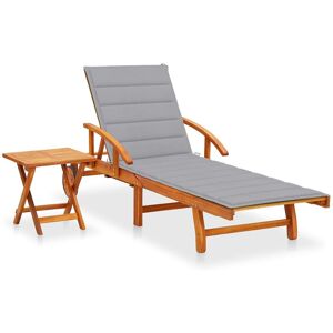 HELLOSHOP26 Transat chaise longue bain de soleil lit de jardin terrasse meuble d'extérieur avec table et coussin bois d'acacia 02_0012613 - Publicité