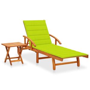 HELLOSHOP26 Transat chaise longue bain de soleil lit de jardin terrasse meuble d'extérieur avec table et coussin bois d'acacia 02_0012633 - Publicité