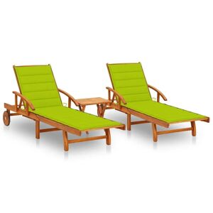 HELLOSHOP26 Lot de 2 transats chaise longue bain de soleil lit de jardin terrasse meuble d'extérieur avec table et coussins acacia solide 02_0012097 - Publicité