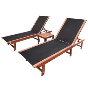 HELLOSHOP26 Lot de 2 transats chaise longue bain de soleil lit de jardin terrasse meuble d'extérieur et table bois d'acacia solide et textilène 02_0012144 - Publicité