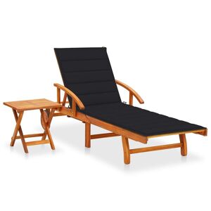 HELLOSHOP26 Transat chaise longue bain de soleil lit de jardin terrasse meuble d'extérieur avec table et coussin bois d'acacia 02_0012612 - Publicité