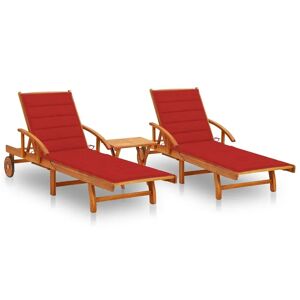 HELLOSHOP26 Lot de 2 transats chaise longue bain de soleil lit de jardin terrasse meuble d'extérieur avec table et coussins acacia solide 02_0012123 - Publicité