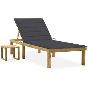 HELLOSHOP26 Transat chaise longue bain de soleil lit de jardin terrasse meuble d'extérieur avec table et coussin pin imprégné 02_0012658 - Publicité