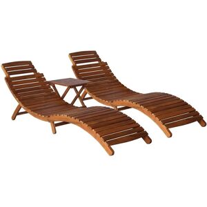 HELLOSHOP26 Transat chaise longue bain de soleil lit de jardin terrasse meuble d'extérieur avec table à thé 3 pcs bois d'acacia massif 02_0012693 - Publicité