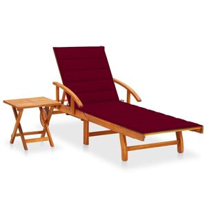 HELLOSHOP26 Transat chaise longue bain de soleil lit de jardin terrasse meuble d'extérieur avec table et coussin bois d'acacia 02_0012614 - Publicité