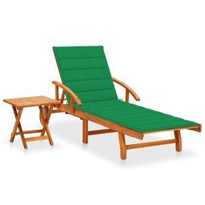 HELLOSHOP26 Transat chaise longue bain de soleil lit de jardin terrasse meuble d'extérieur avec table et coussin bois d'acacia 02_0012621 - Publicité
