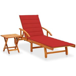 HELLOSHOP26 Transat chaise longue bain de soleil lit de jardin terrasse meuble d'extérieur avec table et coussin bois d'acacia 02_0012635 - Publicité