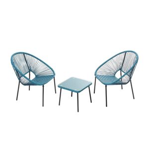 CONCEPT USINE Set de 2 fauteuils + table basse bleu ACAPULCO - Publicité