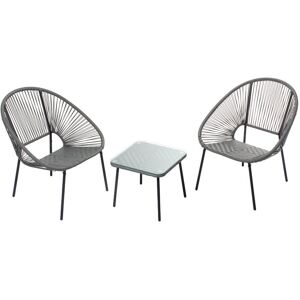 CONCEPT USINE Set de 2 fauteuils + table basse gris foncé ACAPULCO - Publicité