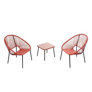 CONCEPT USINE Set de 2 fauteuils + table basse terracota ACAPULCO - Publicité