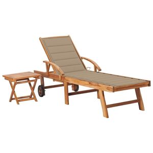 HELLOSHOP26 Transat chaise longue bain de soleil lit de jardin terrasse meuble d'extérieur avec table et coussin bois de teck solide 02_0012642 - Publicité