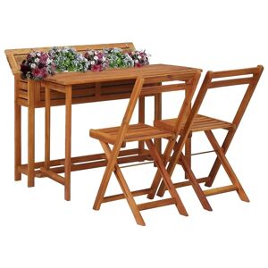 vidaXL Table à jardinière et 2 chaises de bistro bois d'acacia massif Jardin - Publicité