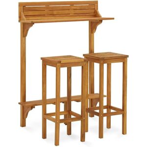 vidaXL Ensemble de bar de balcon 3 pcs Bois d'acacia solide - Publicité