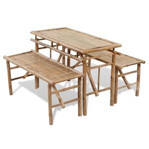 vidaXL Table avec 2 bancs 100 cm Bambou - Publicité
