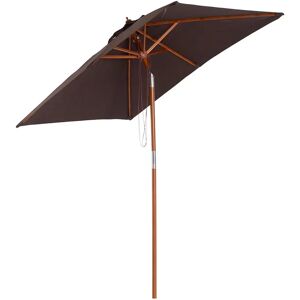 OUTSUNNY Parasol rectangulaire inclinable bois polyester haute densité 2L x 1,5l x 2,3H m chocolat - Publicité