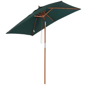 OUTSUNNY Parasol rectangulaire inclinable bois polyester haute densité 2L x 1,5l x 2,3H m vert foncé - Publicité