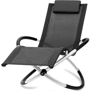 Bc-elec - HMBL-04-BLACK Chaise longue noire, relax de jardin, chaise de jardin, rocking chair, resistant aux intemperies, max 180kg