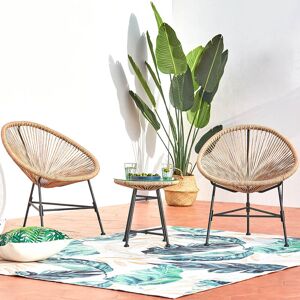 Côté Lounge - Ensemble 2 fauteuils & table Acapulco beige Beige - Publicité