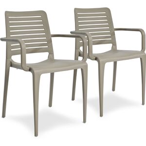 Ezpeleta - 2 Fauteuils de jardin empilables Park taupe - 56x56.5x84 cm Taupe - Publicité