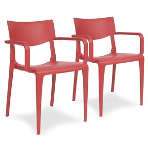 Ezpeleta - 2 Fauteuils de jardin empilables Town rouge brique - 54x56.5x80 cm Rouge brique - Publicité