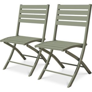 City Garden - 2 Chaises de jardin pliantes marius en aluminium kaki - 46x41xH.82 cm Kaki - Publicité