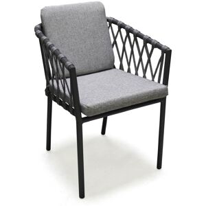 DCB Garden - Fauteuil de jardin pilat en aluminium et corde gris anthracite Gris anthracite - Publicité