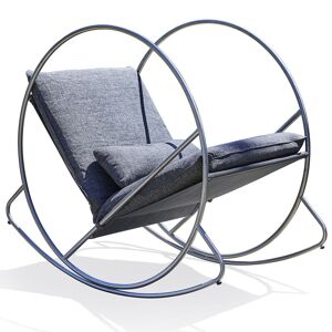 DCB Garden - Rocking chair de jardin CAPRERA en textilène et inox gris - 70x120x110 cm Gris - Publicité