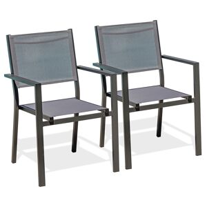 DCB Garden - 2 Fauteuils de jardin TOLEDE-FT empilables gris anthracite - 56x56x87 cm Gris anthracite - Publicité