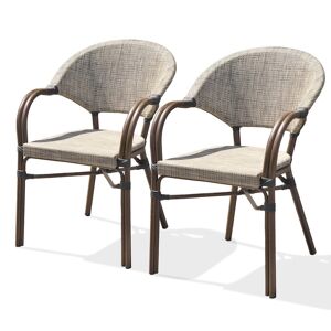 DCB Garden - 2 fauteuils de jardin ushuaia-ft empilables lin - 56x60x85 cm Lin - Publicité